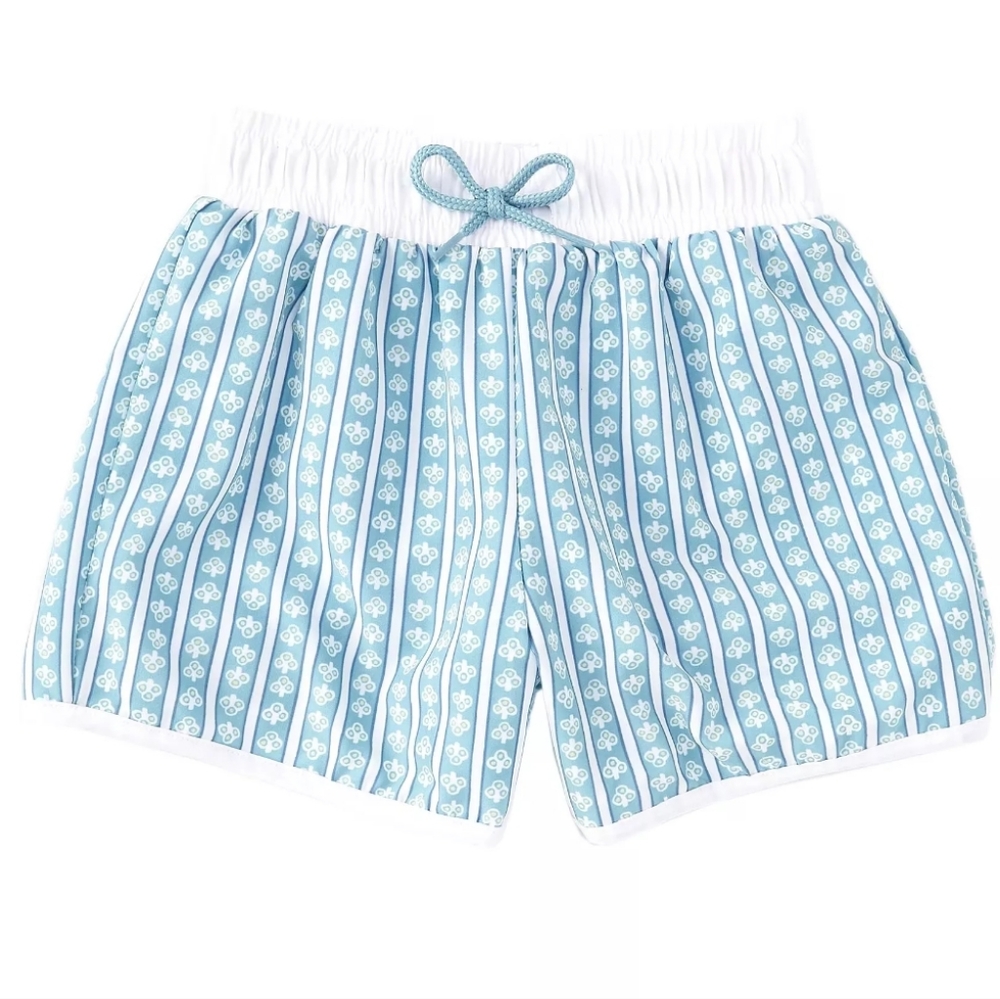 Edgehill Collection x Sun House Children's  Boys Talmadge Stripe Swim Trunk